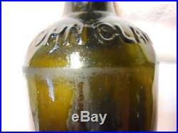 GlassChip Pontil Olive Green John Clarke Saratoga NY Mineral Spring Water Bottle