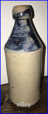 Glen Falls NY E-ferris Stoneware Beer Bottle Uncommon Brushed Glaze Not Dipped