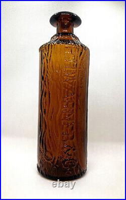 Glossy Dark Amber HH Warner Rochester NY Tippecanoe Bitters Bottle 1883 Embossed