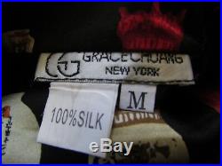 Grace Chuang New York Asian Silk Snuff Bottles Reversible Mandarin Jacket Sz M