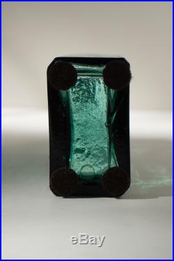 Great Color! G. W. MERCHANT LOCKPORT. N. Y. Tombstone Blue-Green Shiny Glass