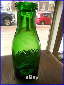 Green Glass Brighton Place Dairy 1934 Milk Bottle Rochester, NY No Reserve