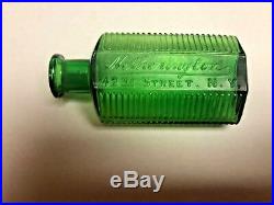 Green Irregular Hexagon Poison Bottle, Hetherington, 42nd St, N Y, Rare