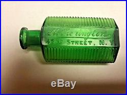 Green Irregular Hexagon Poison Bottle, Hetherington, 42nd St, N Y, Rare