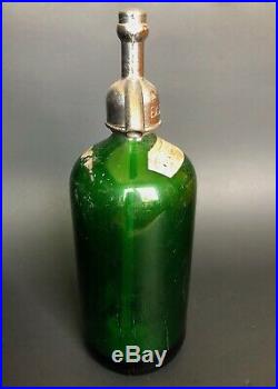 Green Seltzer Bottle VINTAGE Glass Bottle Excelsoir Victoria Bottling New York