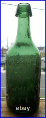Green Tweddle's New York City Tapered Top Iron Pontil Soda Mineral Water Bottle