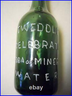 Green Tweddle's New York City Tapered Top Iron Pontil Soda Mineral Water Bottle