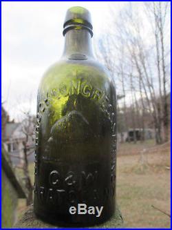 HIGHROCK CONGRESS SPRINGS Mountain C & W SARATOGA NY Yellowish OLIVE GRN Bottle