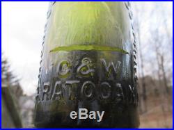 HIGHROCK CONGRESS SPRINGS Mountain C & W SARATOGA NY Yellowish OLIVE GRN Bottle