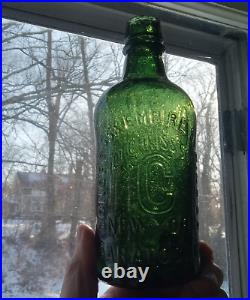 HOTCHKISS SONS CONGRESS WATER SARATOGA 1860s BUBBLY GREEN MINERAL WATER BOTTLE