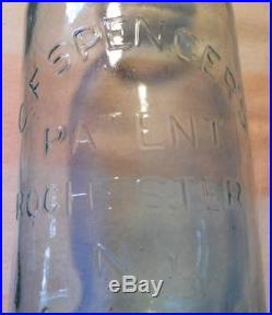 Half Gallon Blue Aqua Fruit Mason Canning Jar C F Spencer's Patent Rochester NY
