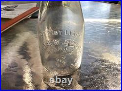 Hillview Jerseys pint milk, cream bottle, Potsdam, NY, 1928, clear glass, emboss, RARE+