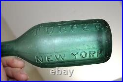 IRON PONTIL 10 SIDED SOUTHWICK & TUPPER NEW YORK PRETTY TEAL GREEN 1840s SODA