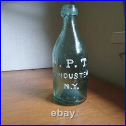 IRON PONTIL J. P. T. 525 HOUSTEN ST. NY RARE 1850s BLOB TOP SODA BOTTLE SHINY NICE