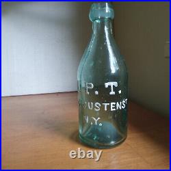 IRON PONTIL J. P. T. 525 HOUSTEN ST. NY RARE 1850s BLOB TOP SODA BOTTLE SHINY NICE