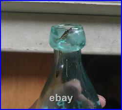 IRON PONTIL J. P. T. 525 HOUSTEN ST. NY RARE 1850s BLOB TOP SODA BOTTLE SHINY NICE