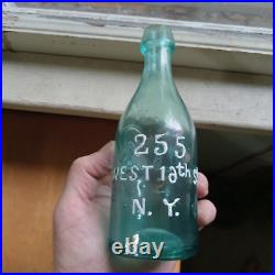 IRON PONTIL RARE D. L. O (D. L. ORMSBY) 255 WEST16th ST N. Y. 1850s SQUAT SODA BOTTLE