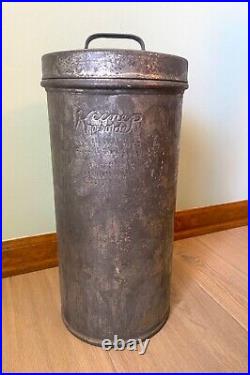 Ice Cream Can rare antq Keimer No Solder 12 qt NY City & Penna aprvd 18h x 8d