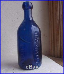 Iron Pontil Cobalt Blue 10 Sided W. P. Knickerbocker Soda Water 1848 New York Nice