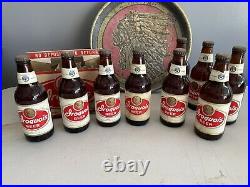 Iroquois Indian Head Beer & Ale Tray & 9 Bottles Buffalo, N. Y