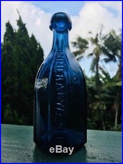 J & A Dearborn / New York 8-sided Cobalt Soda/mineral Water Mint Attic Find