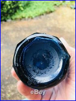 J & A Dearborn / New York 8-sided Cobalt Soda/mineral Water Mint Attic Find