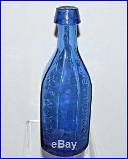 J. BOARDMAN & Co. NEW YORK MINERAL WATER Bottle, Cobalt, IP, 8-SIDED