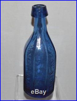 J. BOARDMAN & Co. NEW YORK MINERAL WATER Bottle, Cobalt, IP, 8-SIDED