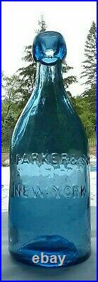J. C PARKER & SON New York colbalt blue bottle