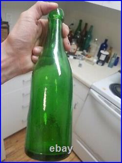 John Stanton brewing co. Troy N. Y. Blob top beer bottle Bright Green