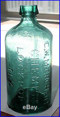 KILLER Colored Pontiled G. W. MERCHANT CHEMIST LOCKPORT NY Cylinder No Reserve