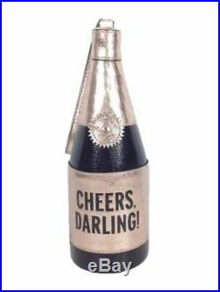 Kate Spade NY Champagne Bottle Clutch Cheers Darling Rose Gold Wristlet Bag NWOT