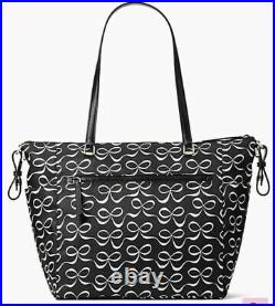 Kate Spade New York Jae Baby Nylon Diaper Bag Elegant Bow (Black / White)