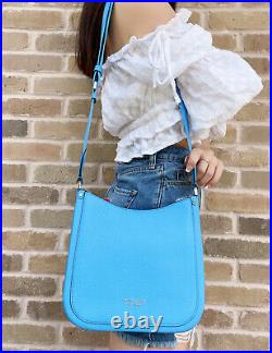 Kate Spade Roulette Medium Top Zip Messenger Crossbody Tidepool Blue Leather