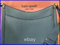 Kate Spade Roulette Medium Zip Messenger Crossbody Tidepool Blue Leather NWT Bag