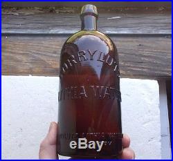 Korrylutz Lithia Water New York Amber Qt Blob Top Mineral Water Bottle Rare