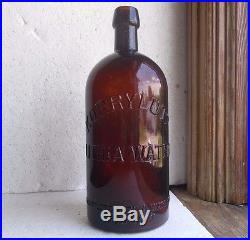 Korrylutz Lithia Water New York Amber Qt Blob Top Mineral Water Bottle Rare