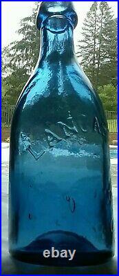 LANCASTER GLASS WORKS N. Y. Iron Pontiled-Cobalt-blue bottle