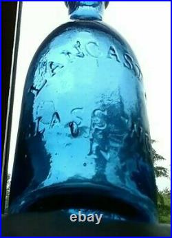 LANCASTER GLASS WORKS N. Y. Iron Pontiled-Cobalt-blue bottle