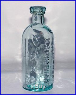 LEWIS & HOLT embossed Glass Wet Plate Collodion Bottle c1860 152 CHATHAM St NY