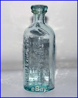 LEWIS & HOLT embossed Glass Wet Plate Collodion Bottle c1860 152 CHATHAM St NY