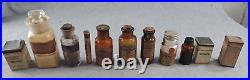 LOT of 11 Antique Pharmacy NY Chemist Medical Bottle LABEL contents some unopen