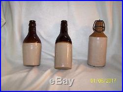 Lyons New York Stoneware Ginger Beer Bottles. All 3 Bottles In One Auction