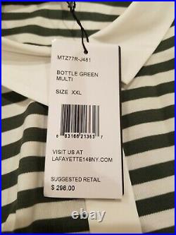 Lafayette 148 New York Malta Striped Jersey Button- Front Blouse Plus Size XXL