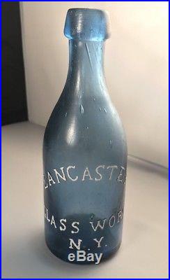 Lancaster Glass Works N. Y. Cobalt Blue Iron Pontil 1850's Soda Mineral Water