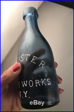 Lancaster Glass Works N. Y. Cobalt Blue Iron Pontil 1850's Soda Mineral Water