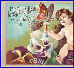 Langs Beer Bottling Works Buffalo NY Brewery Victorian Flower Fairy Trade Card