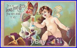 Langs Beer Bottling Works Buffalo NY Brewery Victorian Flower Fairy Trade Card