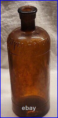 Large Embossed Martin H. Smith Co. Chemists New York Empty Amber Bottle