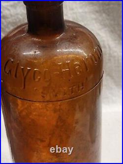 Large Embossed Martin H. Smith Co. Chemists New York Empty Amber Bottle